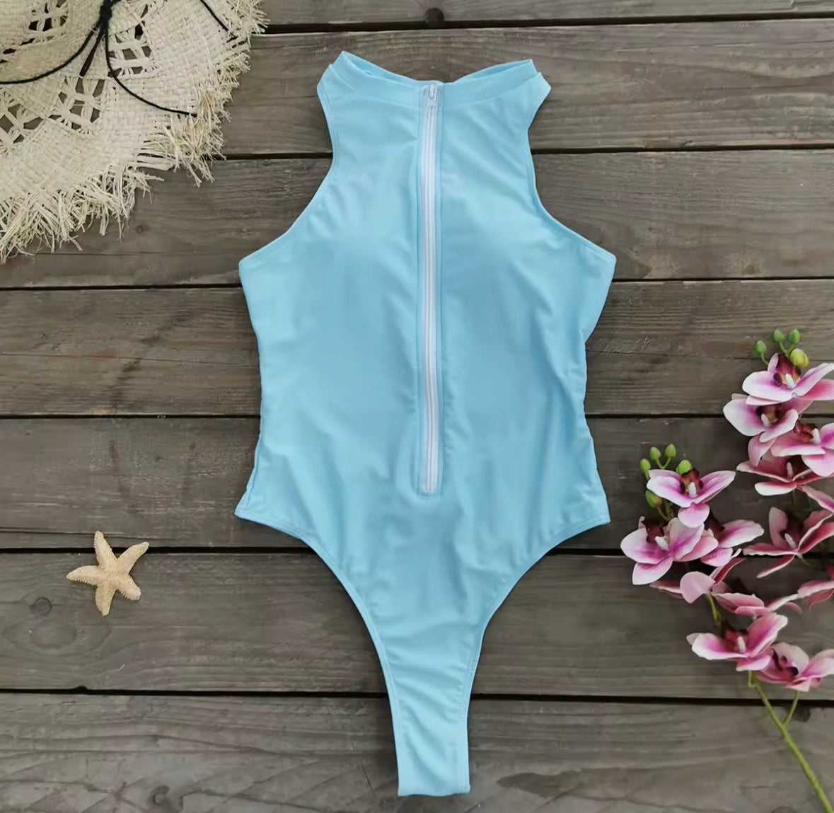 Zipper One Piece Brazilian Bodysuit
